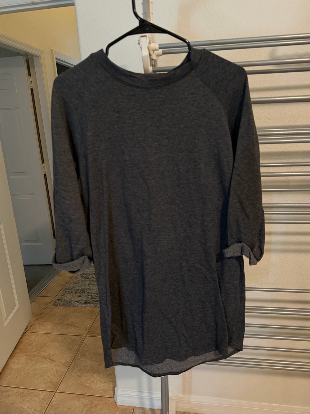 Charcoal Gray Long Sleeve Midi Dress